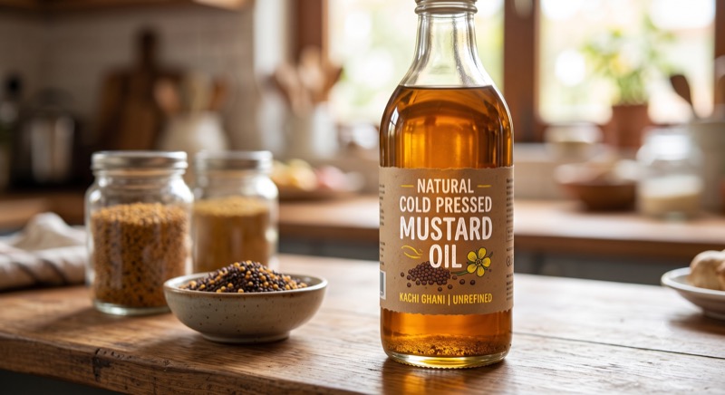 Mustard Oil 1L Glass Bottle